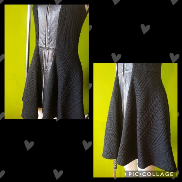 Nicholas Leather Panel Zip Front Knit Dress - Picture 2 of 7